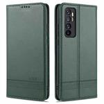 For Xiaomi Mi Note 10 Lite ZNS Magnetic Calf Texture Horizontal Flip Leather Case with Card Slots & Holder & Wallet(Dark Green)