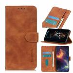 For OnePlus 9 KHAZNEH Retro Texture PU + TPU Horizontal Flip Leather Case with Holder & Card Slots & Wallet(Brown)