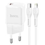 hoco N10 USB Type-C to 8 Pin Starter Single Port PD 20W Charger Set, Specification: EU Plug(White)