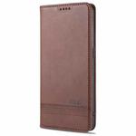 For Oppo Reno5 Pro 5G AZNS Magnetic Calf Texture Horizontal Flip Leather Case with Card Slots & Holder & Wallet(Dark Brown)