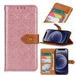 For iPhone 12 mini European Floral Embossed Copper Buckle Horizontal Flip PU Leather Case with Holder & Card Slots & Wallet & Photo Frame (Pink)