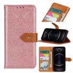 For iPhone 12 / 12 Pro European Floral Embossed Copper Buckle Horizontal Flip PU Leather Case with Holder & Card Slots & Wallet & Photo Frame(Pink)