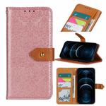 For iPhone 12 Pro Max European Floral Embossed Copper Buckle Horizontal Flip PU Leather Case with Holder & Card Slots & Wallet & Photo Frame(Pink)