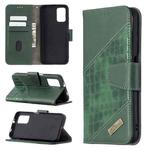 For Xiaomi Poco M3 Matching Color Crocodile Texture Horizontal Flip PU Leather Case with Wallet & Holder & Card Slots(Green)