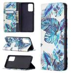 For Samsung Galaxy A72 5G / 4G Colored Drawing Pattern Invisible Magnetic Horizontal Flip PU Leather Case with Holder & Card Slots & Wallet(Blue Leaf)