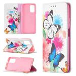 For Xiaomi Poco M3 Colored Drawing Pattern Invisible Magnetic Horizontal Flip PU Leather Case with Holder & Card Slots & Wallet(Two Butterflies)