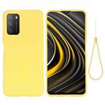 For Xiaomi Poco M3 Pure Color Liquid Silicone Shockproof Full Coverage Case(Yellow)