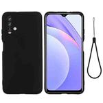 For Xiaomi Redmi Note 9 4G (CN Version) / Redmi 9 Power / Redmi 9T Pure Color Liquid Silicone Shockproof Full Coverage Case(Black)