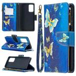 For Samsung Galaxy A52 5G / 4G Colored Drawing Pattern Zipper Horizontal Flip Leather Case with Holder & Card Slots & Wallet(Gold Butterfly)