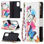 For Samsung Galaxy A72 5G / 4G Colored Drawing Pattern Zipper Horizontal Flip Leather Case with Holder & Card Slots & Wallet(Two Butterflies)