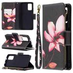 For Xiaomi Poco M3 Colored Drawing Pattern Zipper Horizontal Flip Leather Case with Holder & Card Slots & Wallet(Lotus)