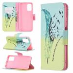 For Xiaomi Poco M3 Colored Drawing Pattern Horizontal Flip Leather Case with Holder & Card Slots & Wallet(Feather)