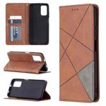 For Xiaomi Poco M3 Prismatic Invisible Magnetic Horizontal Flip Leather Case with Holder & Card Slots & Photo Frame(Brown)
