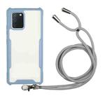 For Samsung Galaxy A02s Acrylic + Color TPU Shockproof Case with Neck Lanyard(Milk Grey)