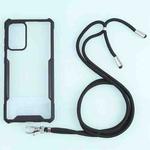 For Samsung Galaxy A72 5G / 4G Acrylic + Color TPU Shockproof Case with Neck Lanyard(Black)