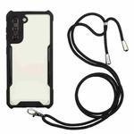 For Samsung Galaxy S21 5G Acrylic + Color TPU Shockproof Case with Neck Lanyard(Black)
