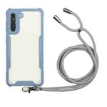 For Samsung Galaxy S21 5G Acrylic + Color TPU Shockproof Case with Neck Lanyard(Milk Grey)