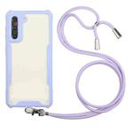 For Samsung Galaxy S21+ 5G Acrylic + Color TPU Shockproof Case with Neck Lanyard(Purple)