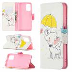 For Xiaomi Poco M3 Colored Drawing Pattern Horizontal Flip Leather Case with Holder & Card Slots & Wallet(Umbrella Elephant)