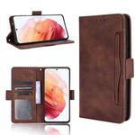 For Samsung Galaxy S21+ 5G Skin Feel Calf Pattern Horizontal Flip Leather Case with Holder & Card Slots & Photo Frame(Brown)