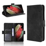 For Samsung Galaxy S21 Ultra 5G Skin Feel Calf Pattern Horizontal Flip Leather Case with Holder & Card Slots & Photo Frame(Black)