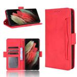 For Samsung Galaxy S21 Ultra 5G Skin Feel Calf Pattern Horizontal Flip Leather Case with Holder & Card Slots & Photo Frame(Red)
