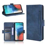 For Motorola Moto E7 Skin Feel Calf Pattern Horizontal Flip Leather Case with Holder & Card Slots & Photo Frame(Blue)