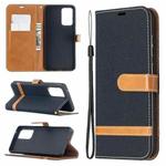 For Samsung Galaxy A52 5G / 4G Color Matching Denim Texture Horizontal Flip Leather Case with Holder & Card Slots & Wallet & Lanyard(Black)