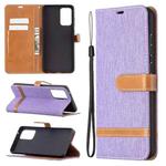 For Samsung Galaxy A72 5G / 4G Color Matching Denim Texture Horizontal Flip Leather Case with Holder & Card Slots & Wallet & Lanyard(Purple)