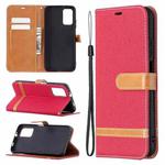 For Xiaomi Poco M3 Color Matching Denim Texture Horizontal Flip Leather Case with Holder & Card Slots & Wallet & Lanyard(Red)