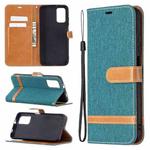 For Xiaomi Poco M3 Color Matching Denim Texture Horizontal Flip Leather Case with Holder & Card Slots & Wallet & Lanyard(Green)