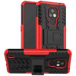 For Motorola Moto E7 Tire Texture Shockproof TPU+PC Protective Case with Holder(Red)