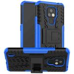 For Motorola Moto E7 Tire Texture Shockproof TPU+PC Protective Case with Holder(Blue)