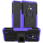 For Motorola Moto E7 Tire Texture Shockproof TPU+PC Protective Case with Holder(Purple)