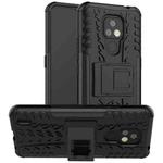 For Motorola Moto E7 Tire Texture Shockproof TPU+PC Protective Case with Holder(Black)