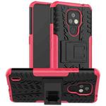 For Motorola Moto E7 Tire Texture Shockproof TPU+PC Protective Case with Holder(Pink)