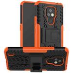 For Motorola Moto E7 Tire Texture Shockproof TPU+PC Protective Case with Holder(Orange)