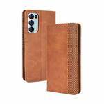 For OPPO Reno5 5G Magnetic Buckle Retro Crazy Horse Texture Horizontal Flip Leather Case with Holder & Card Slots & Photo Frame(Brown)