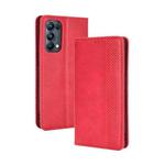 For OPPO Reno5 Pro 5G Magnetic Buckle Retro Crazy Horse Texture Horizontal Flip Leather Case with Holder & Card Slots & Photo Frame(Red)