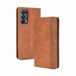 For OPPO Reno5 Pro 5G Magnetic Buckle Retro Crazy Horse Texture Horizontal Flip Leather Case with Holder & Card Slots & Photo Frame(Brown)