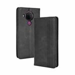 For Nokia 5.4 Magnetic Buckle Retro Crazy Horse Texture Horizontal Flip Leather Case with Holder & Card Slots & Photo Frame(Black)