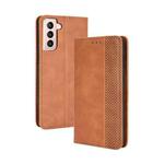 For Samsung Galaxy S21+ 5G Magnetic Buckle Retro Crazy Horse Texture Horizontal Flip Leather Case with Holder & Card Slots & Photo Frame(Brown)