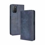 For Xiaomi Poco M3 Magnetic Buckle Retro Crazy Horse Texture Horizontal Flip Leather Case with Holder & Card Slots & Photo Frame(Blue)