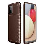 For Samsung Galaxy A02s (European Version) Carbon Fiber Texture Shockproof TPU Case(Brown)