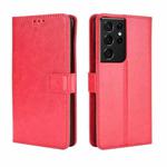 For Samsung Galaxy S21 Ultra 5G Retro Crazy Horse Texture Horizontal Flip Leather Case with Holder & Card Slots & Photo Frame(Red)