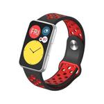 For Huawei Watch Fit Silicone Two-color Reverse Buckle Watch Band(Black Red)