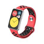 For Huawei Watch Fit Silicone Two-color Reverse Buckle Watch Band(Red Black)