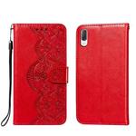 For Sony Xperia L3 Flower Vine Embossing Pattern Horizontal Flip Leather Case with Card Slot & Holder & Wallet & Lanyard(Red)