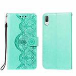 For Sony Xperia L3 Flower Vine Embossing Pattern Horizontal Flip Leather Case with Card Slot & Holder & Wallet & Lanyard(Green)