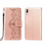 For Sony Xperia L3 Flower Vine Embossing Pattern Horizontal Flip Leather Case with Card Slot & Holder & Wallet & Lanyard(Rose Gold)